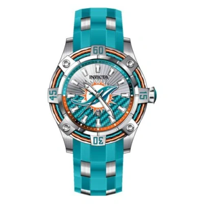 Pre-owned Invicta Men's Watch Nfl Miami Dolphins Light Blue And Silver Tone Strap 42071