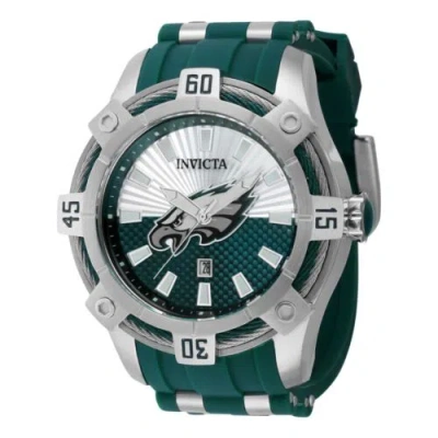 Pre-owned Invicta Men's Watch Nfl Philadelphia Eagles Green And Silver Tone Strap 42060