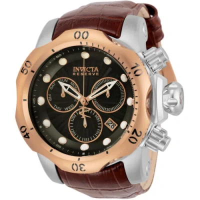 Pre-owned Invicta Men's Watch Reserve Venom Chrono Gunmetal Dial Brown Leather Strap 32958