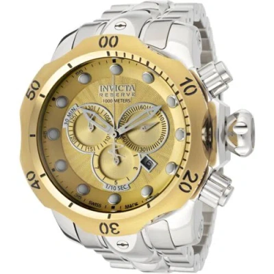 Pre-owned Invicta Men's Watch Venom Chrono Gold Dial Silver Stainless Steel Bracelet 10790