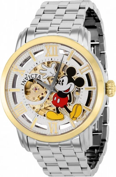 Pre-owned Invicta Mickey Mouse-disney 37855 Two Tone Skeleton Auto Limited Edition Men's