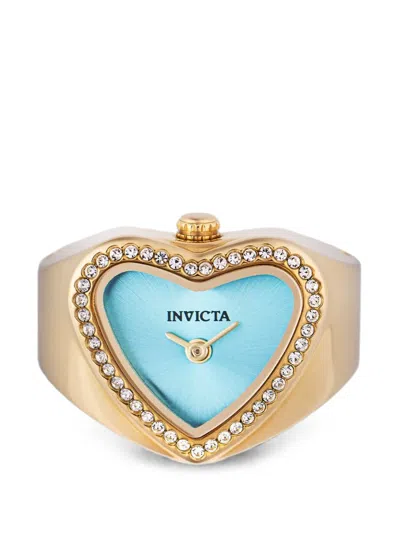 Invicta Mini Angel Heart-shaped Crystal-embellished 19mm Ring Watch In Gold