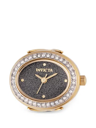 Invicta Mini Ring 20mm Crystal-embellished Oval Watch In Black