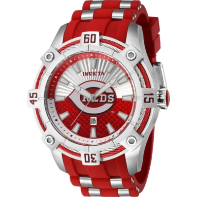 Invicta Mlb Cincinnati Reds Quartz Men's Watch 43265 In Red   /  Two Tone  / (red   / Silver