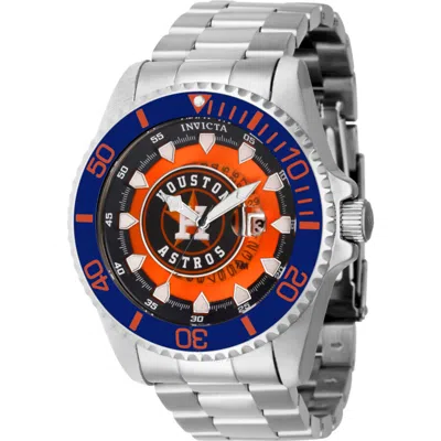 Invicta Mlb Houston Astros Quartz Men's Watch 43464 In Blue / Orange / Silver / White