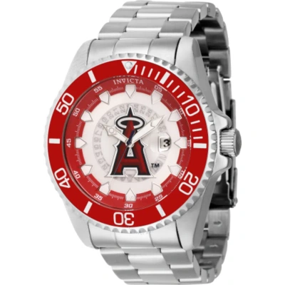 Invicta Mlb Los Angeles Angels Quartz Men's Watch 43466 In Red   / Black / Silver / White