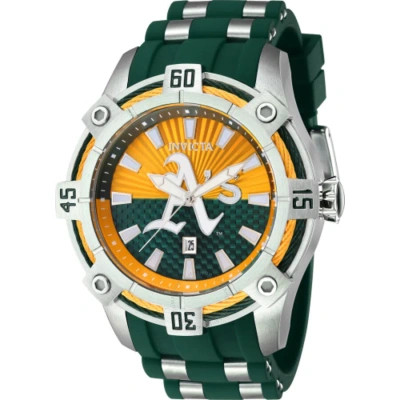 Invicta Mlb Oakland Athletics Quartz Men's Watch 43278 In Two Tone  / Green / Yellow