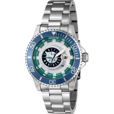 Invicta Mlb Seattle Mariners Quartz Men's Watch 43478 In Blue / Green / Orange / Silver / White