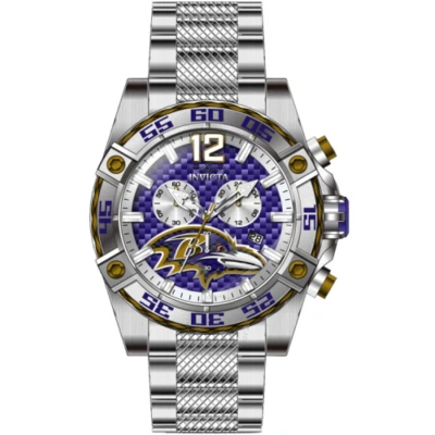 Invicta Nfl Baltimore Ravens Chronograph Gmt Quartz Purple Dial Men's Watch 45429 In Metallic