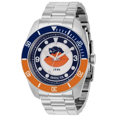 Invicta Nfl Chicago Bears Quartz Silver Dial Men's Watch 37236 In Blue / Orange / Silver