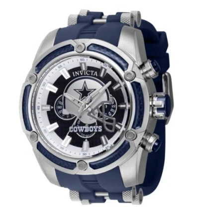Pre-owned Invicta Nfl Dallas Cowboys Men's 52mm Blue Carbon Fiber Chronograph Watch 41865