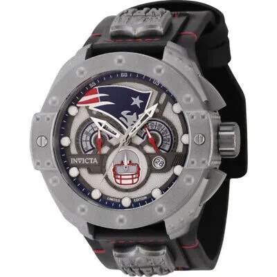 Pre-owned Invicta Nfl England Patriots Quartz Gunmetal Dial Men's Watch 45122