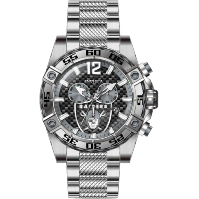 Invicta Nfl Las Vegas Raiders Chronograph Gmt Quartz Black Dial Men's Watch 45415 In Metallic
