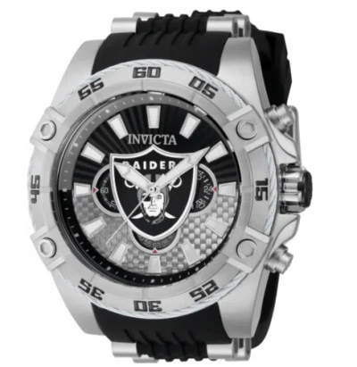 Pre-owned Invicta Nfl Las Vegas Raiders Men's 52mm Carbon Fiber Chronograph Watch 41982