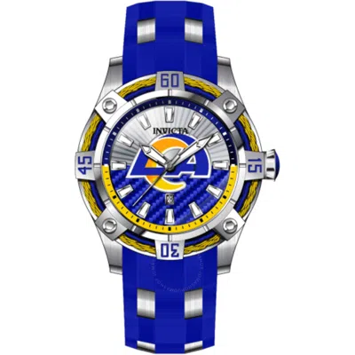 Invicta Nfl Los Angeles Rams Quartz Silver Dial Men's Watch 43324 In Blue