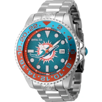 Invicta Nfl Miami Dolphins Automatic Date Dive Green Dial Men's Watch 45029 In Two Tone  / Green / Orange