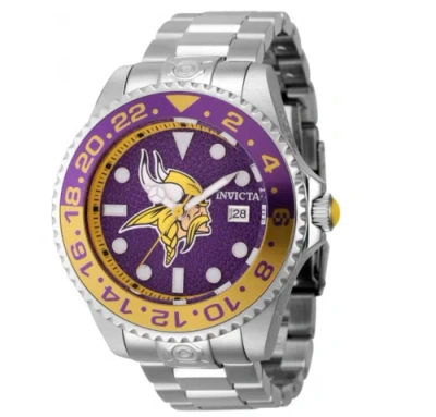 Pre-owned Invicta Nfl Minnesota Vikings Men's 47mm Grand Diver Automatic Watch 45041