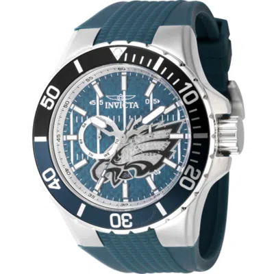 Invicta Nfl Philadelphia Eagles Gmt Quartz Green Dial Men's Watch 45401 In Blue