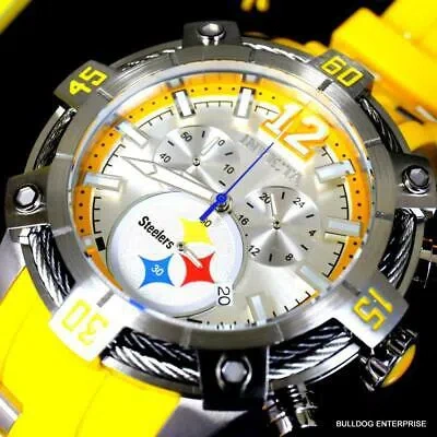 Pre-owned Invicta Nfl Pittsburgh Steelers Bolt Pro Diver Scuba Chronograph Watch 52mm