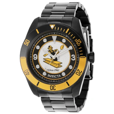 Invicta Nfl Pittsburgh Steelers Quartz Black And Silver Dial Men's Watch 36915 In Black / Orange / Silver
