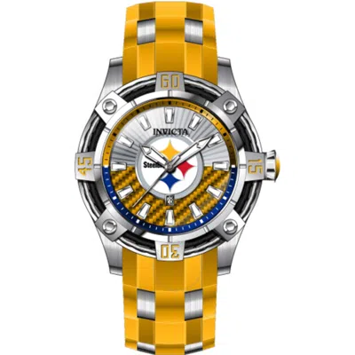 Invicta Nfl Pittsburgh Steelers Quartz Silver Dial Men's Watch 42073 In Gold