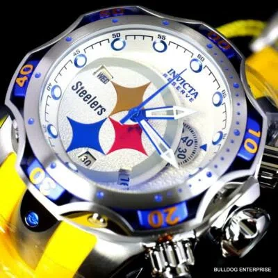 Pre-owned Invicta Nfl Pittsburgh Steelers Venom Gen Iii 52mm Swiss Chronograph Watch