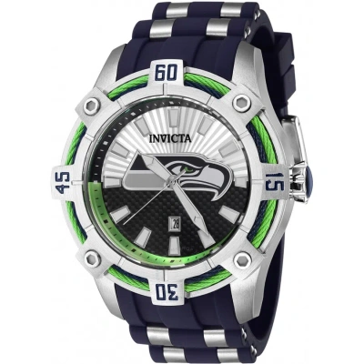 Invicta Nfl Seattle Seahawks Quartz Silver Dial Men's Watch 42061 In Two Tone  / Blue / Green / Silver / White