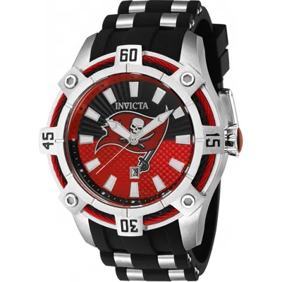 Invicta Nfl Tampa Bay Buccaneers Quartz Black Dial Men's Watch 42072 In Red   /  Two Tone  / Black / Silver