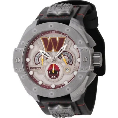 Pre-owned Invicta Nfl Washington Commanders Chronograph Gmt Quartz Gunmetal Dial Men's