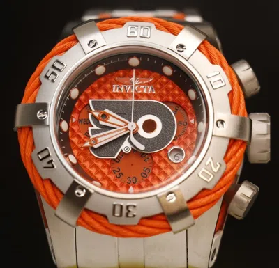 Pre-owned Invicta Nhl Grand Bolt Men's 53mm Watch Philadelphia Flyers Men's: 42021