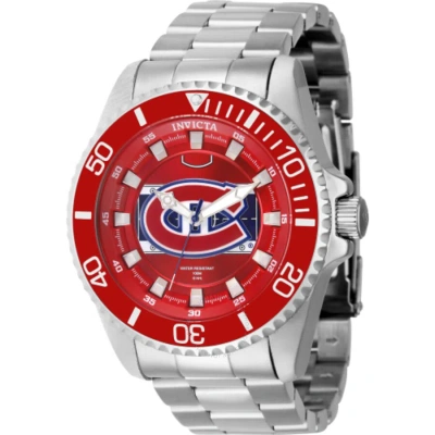 Invicta Nhl Montreal Canadiens Quartz Red Dial Men's Watch 42261 In White