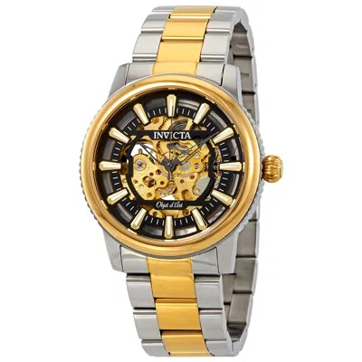 Invicta Objet D Art Automatic Skeleton Dial Men's Watch 27589 In Two Tone  / Black / Gold Tone / Grey / Skeleton / Yellow