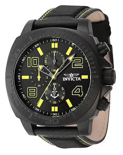 Pre-owned Invicta Ocean Voyage Chronograph Nylon Strap Black Dial Quartz 46287 Men's Watch