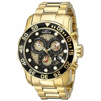 Invicta Pro Diver 18k Gold Ion-plated Stainless Steel Men's Watch 19837 In Black