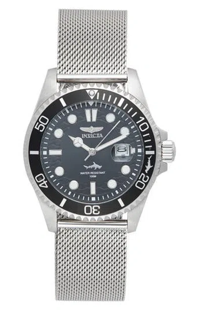 Invicta Pro Diver Auto Mesh Bracelet Watch, 43mm In Silver