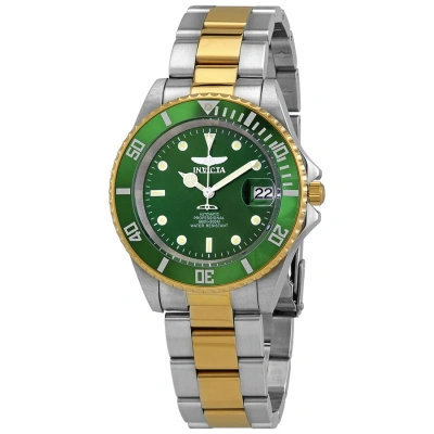 Invicta Pro Diver Automatic Green Dial Two-tone Men's Watch 28661 In Two Tone  / Gold Tone / Green / Yellow