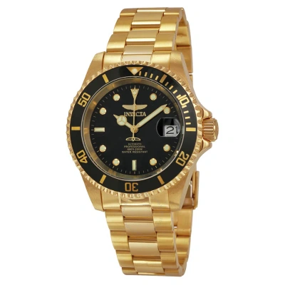 Invicta Pro Diver Black Dial Yellow Gold-plated Men's Watch 8929c In Black / Gold / Gold Tone / Skeleton / Yellow