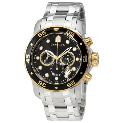 Invicta Pro Diver Chronograph Black Dial Stainless Steel Men's Watch 80039 In Black / Gold Tone / Skeleton