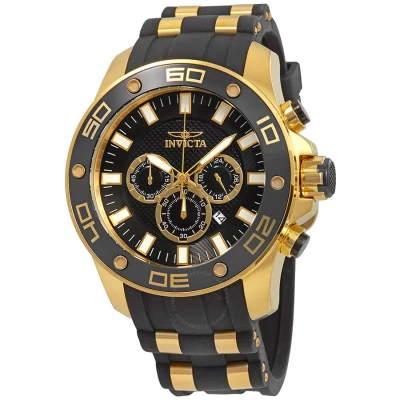 Invicta Pro Diver Chronograph Black Dial Two-tone Men's Watch 26086 In Two Tone  / Black / Gold / Gold Tone / Yellow