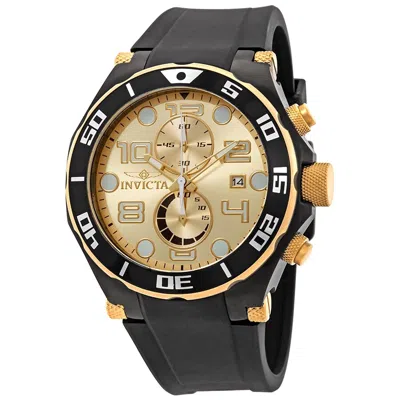 Invicta Pro Diver Chronograph Champagne Dial Black Polyurethane Men's Watch 17815 In Black / Champagne / Gold Tone