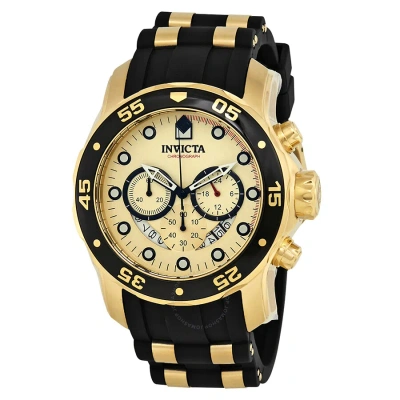 Invicta Pro Diver Chronograph Gold Dial Black Polyurethane Men's Watch 17566