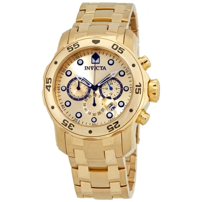 Invicta Pro Diver Chronograph Gold Dial Men's Watch 21924 In Gold / Gold Tone / Skeleton / Yellow