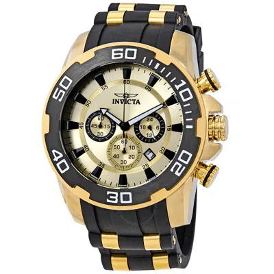 Invicta Pro Diver Chronograph Gold Dial Men's Watch 22346 In Black