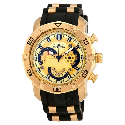 Invicta Pro Diver Chronograph Gold Dial Men's Watch 23427 In Black