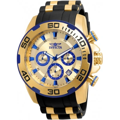 Invicta Pro Diver Chronograph Quartz Gold Dial Men's Watch 22308 In Two Tone  / Black / Blue / Gold / Gold Tone