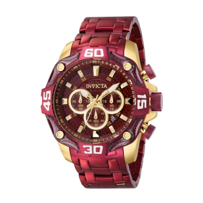 Invicta Pro Diver Chronograph Quartz Red Dial Men's Watch 40257 In Gold