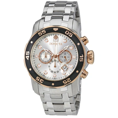 Invicta Pro Diver Chronograph Silver Dial L Men's Watch 80037 In Black / Gold / Rose / Rose Gold / Silver / Skeleton