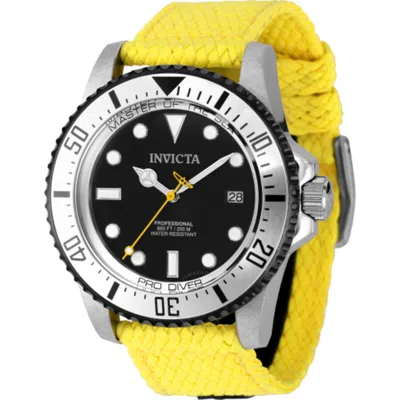 Invicta Pro Diver Date Automatic Black Dial Men's Watch 37410 In Black / Yellow