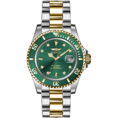 Invicta Pro Diver Date Quartz Green Dial Men's Watch 43542 In Gold