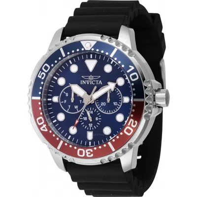 Invicta Pro Diver Gmt Date Quartz Blue Dial Pepsi Bezel Men's Watch 47231 In Blue/red/silver Tone/black